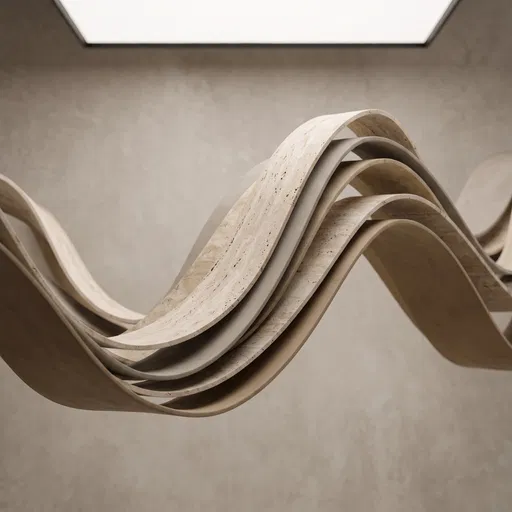 Abstract Undulating Travertine and Clay Ribbons