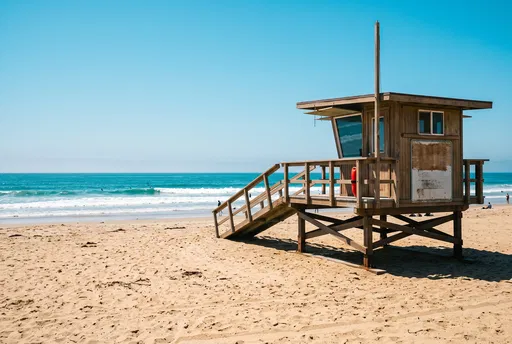 Wooden Lifeguard Tower on Sunny Beach