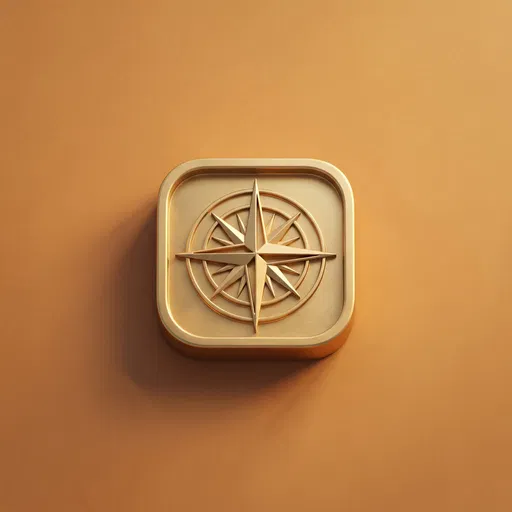 Gold 3D Compass App Icon