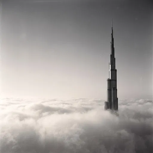 Burj Khalifa Rising Above Morning Fog