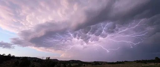 Spider Lightning Under Pastel Mammatus Clouds
