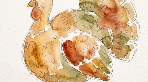 Watercolor and Pencil Turkey Illustration