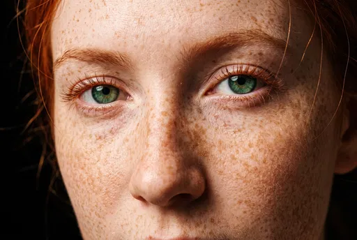 Macro Portrait of Woman with Freckles