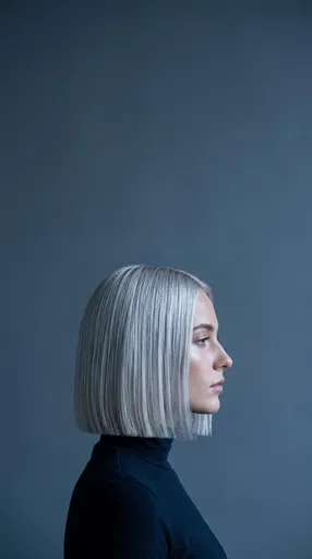 Side Profile of Platinum Blonde Bob Haircut
