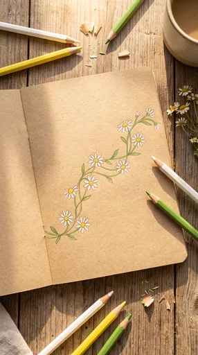 Daisy Chain Drawing in Kraft Notebook