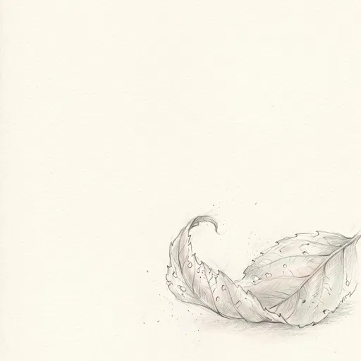 Delicate Curled Leaf Pencil Drawing