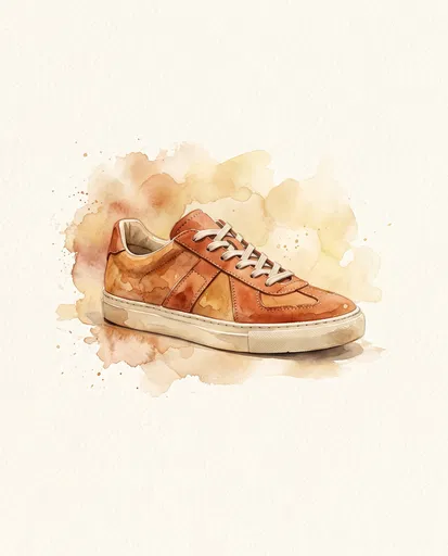 Watercolor Illustration of Terracotta Low-Top Sneaker