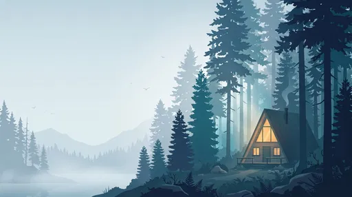 A-Frame Cabin in Misty Blue Forest