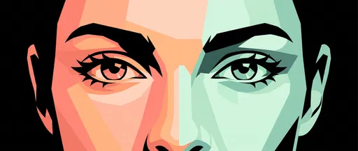Geometric Split Lit Eyes Vector Portrait