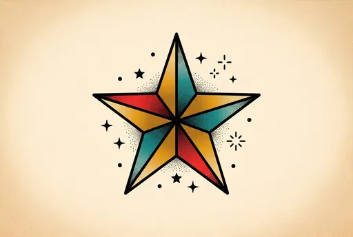 Traditional Nautical Star Tattoo Illustration