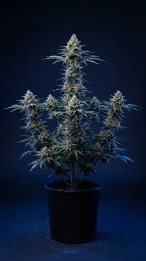 Flowering Cannabis Plant in Black Pot