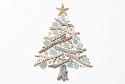 Coastal Driftwood and Sea Glass Christmas Tree