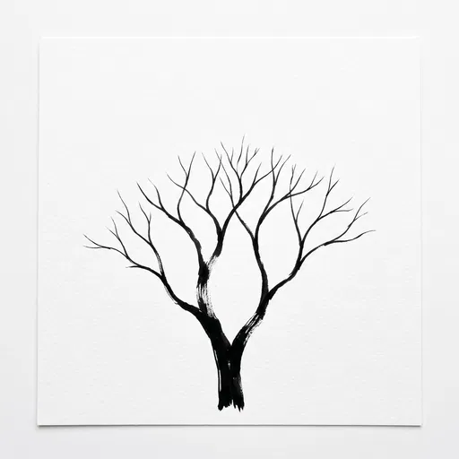 Minimalist Black Ink Bare Tree Drawing