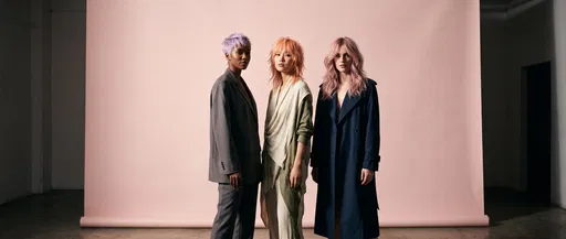 Three Models With Pastel Haircuts in Studio
