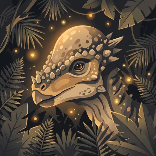 Pachycephalosaurus in Nocturnal Jungle Illustration