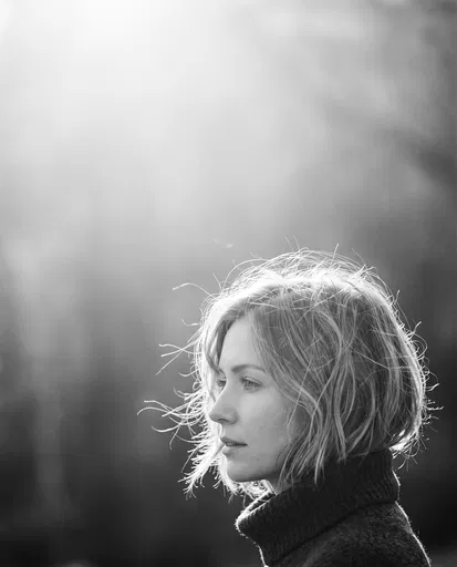 Monochrome Profile Portrait of Woman