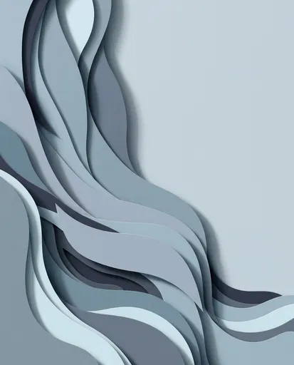 Abstract Blue Gray Paper Cut Waves