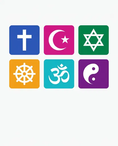 Six Colorful Religious Symbol Icons