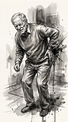 Elderly Man Experiencing Lower Back Pain Illustration