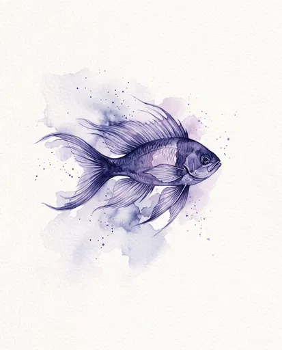 Purple Watercolor Fish Illustration