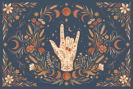 Bohemian ASL I Love You Hand Illustration
