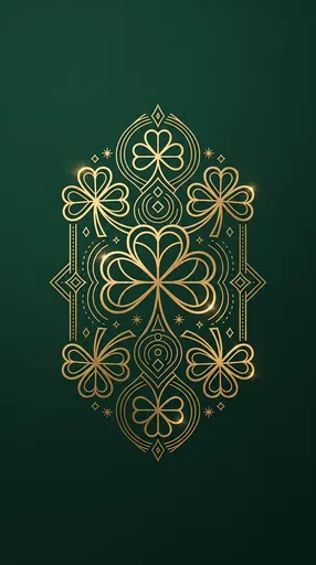 Gold Shamrock Geometric Line Art Wallpaper