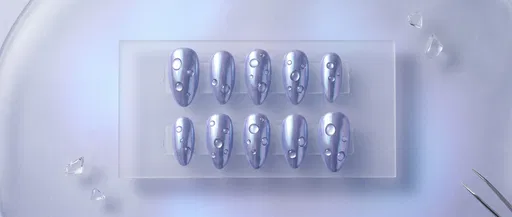Icy Periwinkle Chrome Press-On Nail Set