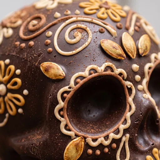 Macro Dark Chocolate Calavera Skull