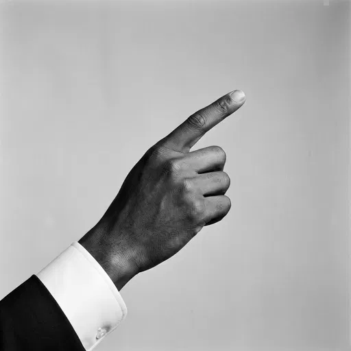 Monochrome Hand Pointing Upper Right