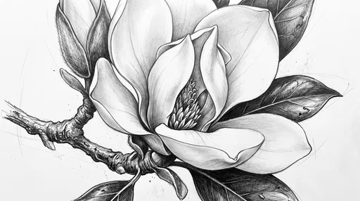 Graphite Pencil Sketch of Magnolia Blossom