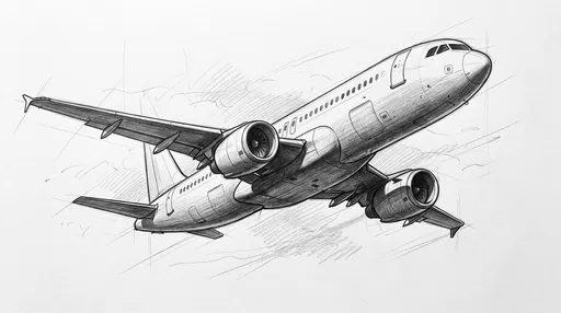 Graphite Pencil Sketch of Commercial Airliner
