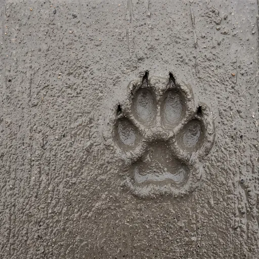 Dog Paw Print in Wet Concrete