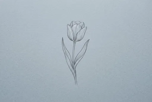 Graphite Pencil Sketch of Single Tulip