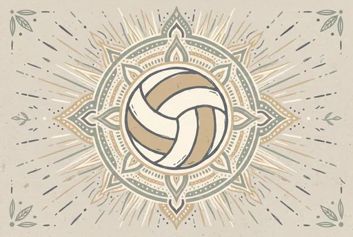 Boho Volleyball Mandala Illustration on Paper