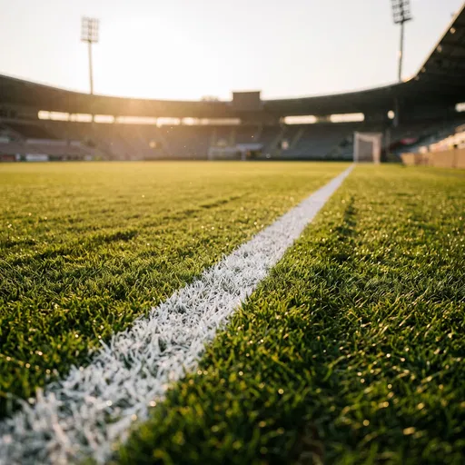 Sunlit Stadium Turf at Golden Hour