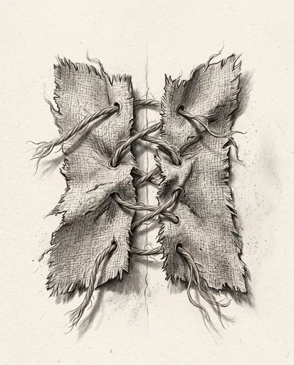 Pencil Drawing of Stitched Cloth