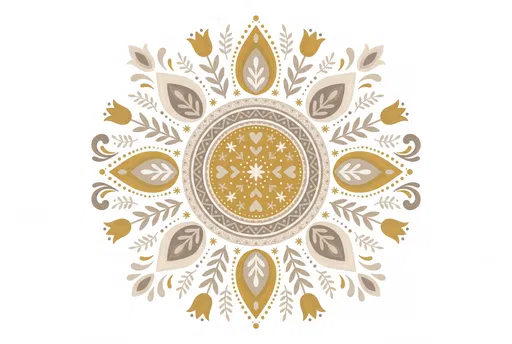 Scandinavian Folk Art Sun Mandala Illustration