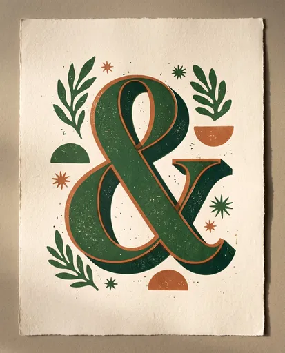 Mid-Century Green Ampersand Botanical Print