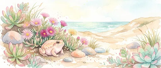 Watercolor Rain Frog by Coastal Succulents