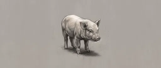 Graphite Sketch of Standing Baby Pig