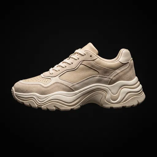 Beige Chunky Sneaker on Black Background