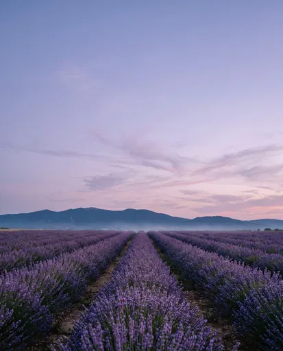 Blooming Lavender Field at Twilight