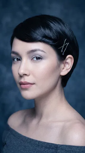 Woman With Sleek Black Pixie Cut