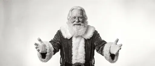 Monochrome Portrait of Welcoming Santa Claus
