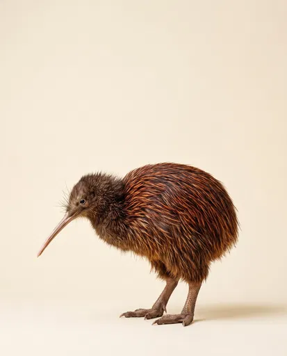 Brown Kiwi Bird Profile Studio Portrait