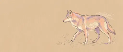 Pastel Sketch of Walking Wolf