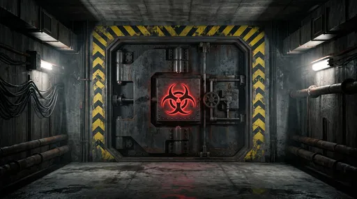 Underground Blast Door With Biohazard Symbol