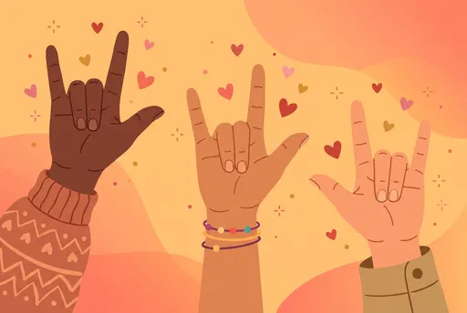 Diverse Hands Making I Love You Sign