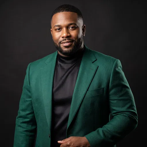 Confident Man in Emerald Green Blazer