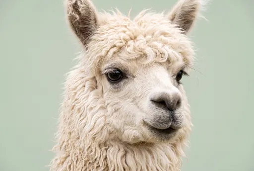 Cream Alpaca Close-Up Studio Portrait